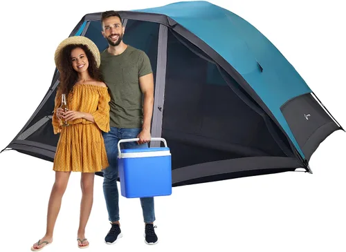Miniatura 7 de Camping Tent - Water-Resistant Cabin Style Outdoor Shelter with Built-in Screen Tent and Carrying Bag by Wakeman Outdoors Azul