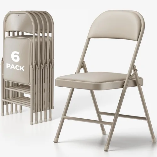 Miniatura 26 de Paquete de 2 sillas plegables, sillas de comedor plegables de piel sintética con asiento y respaldo acolchados, juego de sillas plegables