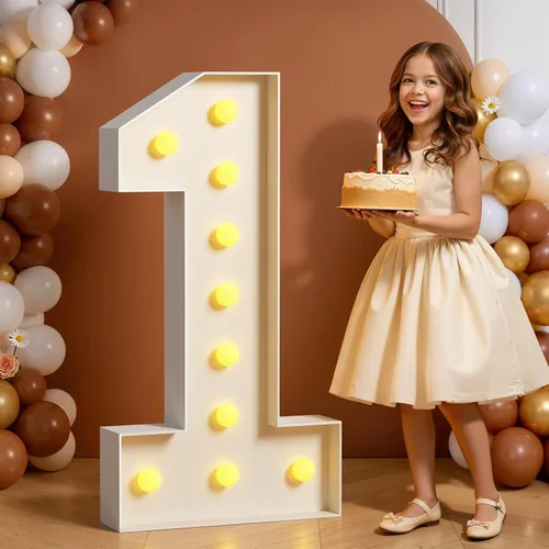 Miniatura 12 de Números de marquesina de 4 pies de alto, 4 pies de alto, números grandes iluminados 0 para 30, 40, 50, 60, decoración de fiesta de cumpleaños