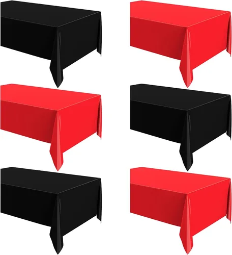Miniatura 12 de Oudain 6 manteles de plástico desechables del 4 de julio, de 54 x 108 pulgadas, para mesas rectangulares, impermeables, para el día de la rojo