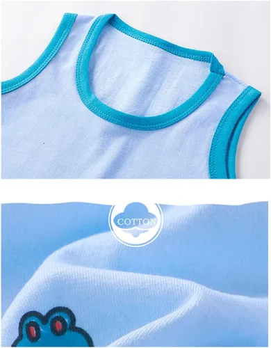 Miniatura 5 de Conjunto de 4 piezas de camiseta sin mangas y pantalones cortos de algodón para niños pequeños, conjuntos de verano