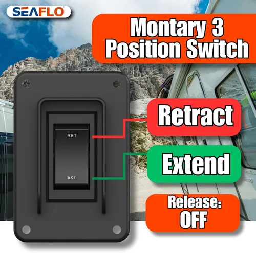 Miniatura 6 de SEAFLO Interruptor de balancín de potencia con interruptor de gato estabilizador, máximo 30 amperios, 12 V/24 V, extensión retráctil, arnés