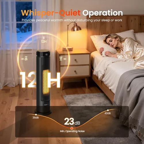 Miniatura 6 de FLANUR – Calentadores de espacio para uso en interiores de habitación grande, calentador eléctrico portátil de 1500 W con control remoto, 5 modos