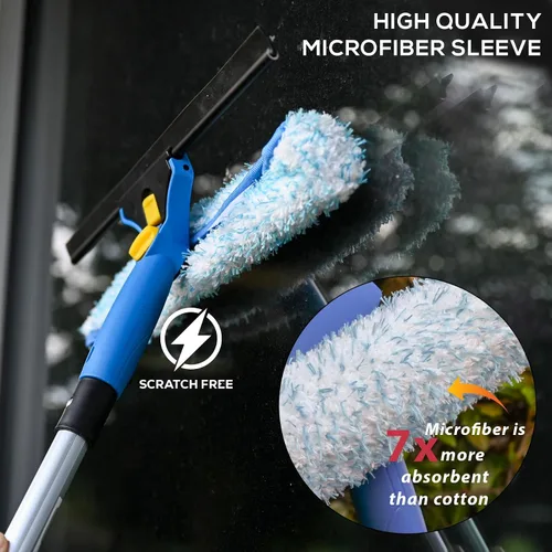 Miniatura 4 de Kleen Handler Paquete de 3 limpiacristales profesionales de 14 pulgadas, herramienta de limpieza de ventanas 2 en 1, combo de limpiador de ventanas