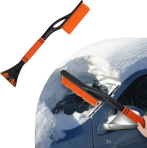 Miniatura 8 de Dickno Rascador de nieve y cepillo para coche de 24 pulgadas, rascador de hielo sin rayones desmontable con agarre de espuma ergonómico, herramienta