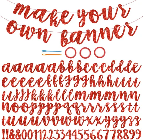 Miniatura 2 de BEISHIDA Kit de 116 pancartas de la A a la Z para hacer tu propia bandera, incluye 111 letras y números, 3 cuerdas y 2 dispositivos de roscado