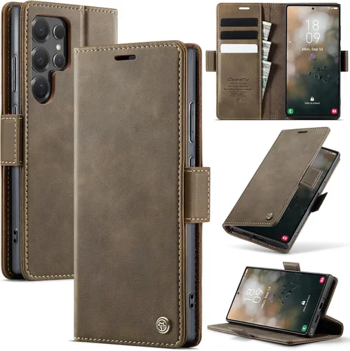 Miniatura 42 de Funda tipo cartera para iPhone 13 de piel tipo cartera con tarjetero y función atril, cierre magnético, bloqueo RFID, TPU a prueba de golpes