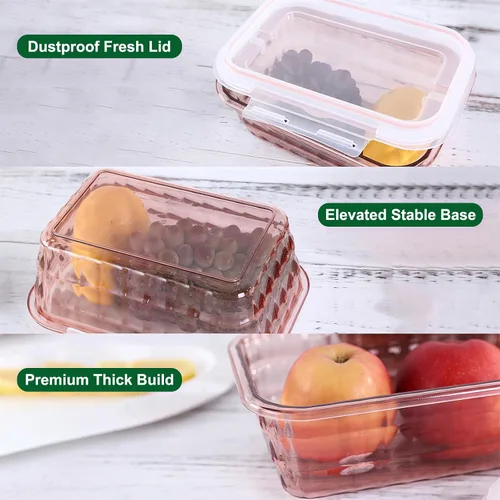 Miniatura 7 de Taiuloo Juego de 3 contenedores de almacenamiento de alimentos con tapas y asas, contenedores de plástico libres de BPA para preparación de comidas