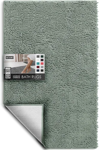 Miniatura 24 de Hearth & Harbor Alfombras de baño, tapete de baño de chenilla - Alfombras de baño lavables a máquina para baño con respaldo antideslizante de goma