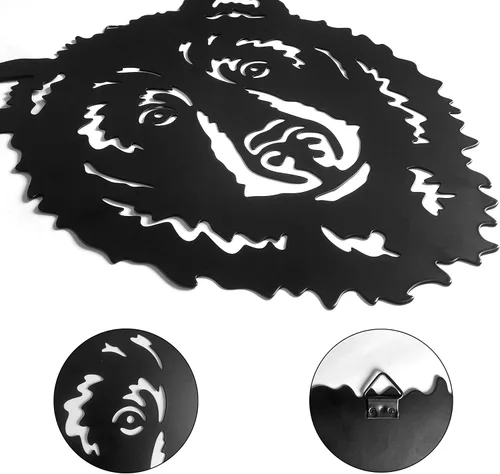 Miniatura 5 de Hokfirm Decoración de pared de cabeza de oso de metal, esculturas rústicas de pared para sala de estar, decoración de oso de animales al aire libre