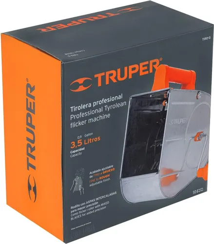 Miniatura 4 de Truper Aplicador profesional de textura galvanizada, pulverizador de estuco, Tirolera, capacidad de 3,5 L, acabado fino a grueso, mango de manivela