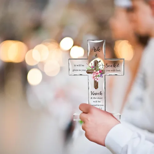 Miniatura 5 de Regalos Cristianos de Acrílico Chunful para Mujer y Hombre Cruz de Jesús Religiosa y Decorativa con Versículos de la Biblia y Oraciones Cruz