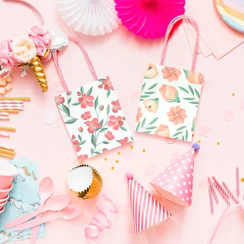 Miniatura 6 de Teling 24 mini bolsas de regalo florales de primavera con asas, agradecimiento, día de la madre, pequeñas bolsas de flores, regalos de fiesta, a
