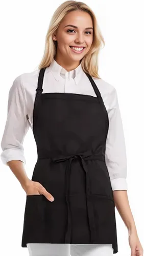Delantal de chef para hombre y delantal de servidor para mujer con 3 bolsillos, delantales negros para cocinar a la parrilla, unisex