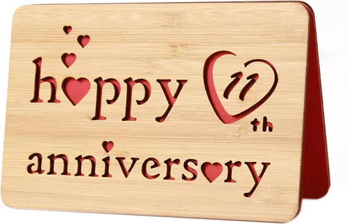 Miniatura 28 de Tarjeta de felicitación de madera para el primer aniversario, hecha a mano, 1 año, aniversario de boda, tarjeta de primer aniversario para ella, él