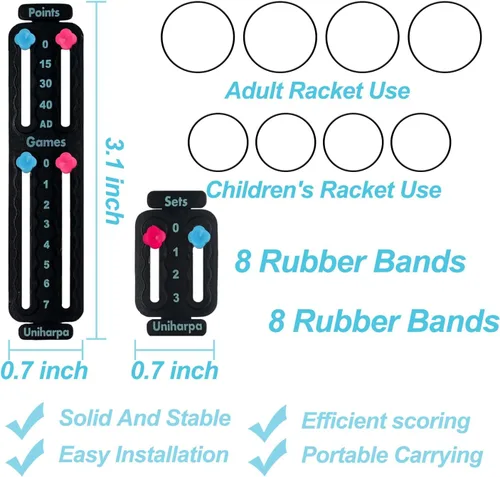Miniatura 2 de Uniharpa Soporte de puntuación de tenis para pádel de raqueta, paquete de 2 marcadores de pala de pickleball de raqueta, contador de tablero