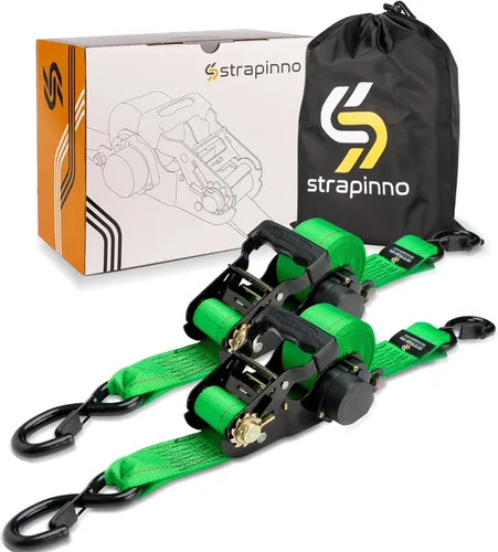 Miniatura 10 de Strapinno Correas de trinquete retráctiles con candado de seguridad, 5,000 lbs Resistencia de rotura - 2 pulgadas x 12 pies Correa de trinquete