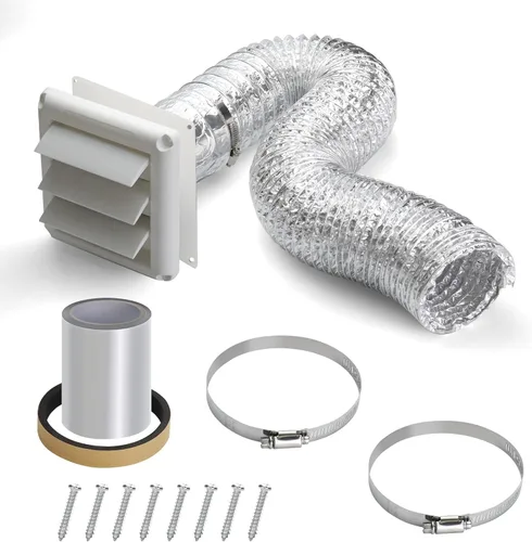 Miniatura 2 de Kit de ventilación de secadora a través de la pared con manguera/conducto conector/placa de pared, kit de conector de manguera de ventilación