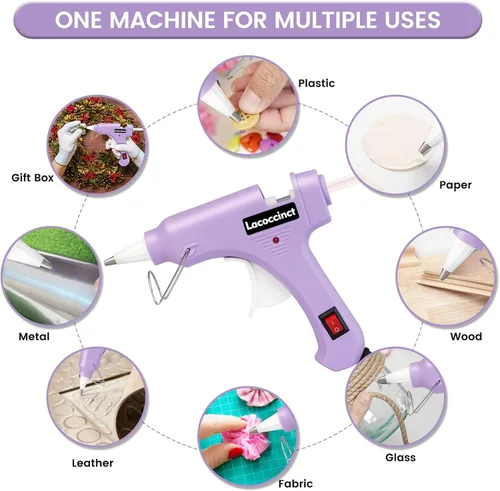 Miniatura 5 de Pistola de pegamento caliente, kit de mini pistola de pegamento caliente con 30 barras de pegamento, precalentamiento rápido para manualidades