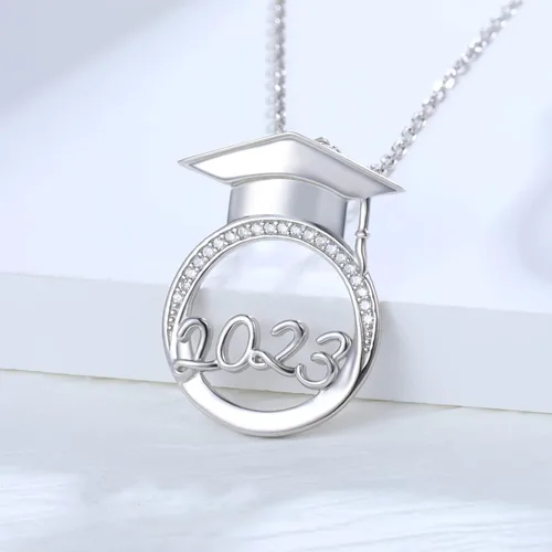 Miniatura 5 de Graduation Gifts for Her 2023 - Sterling Silver Bachelor's Hat Pendant Class of 2023 Graduation Necklace for Best Friends, High School College