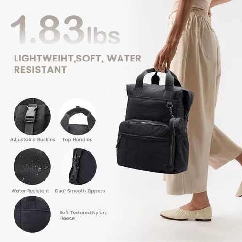 Miniatura 5 de VONAL Mochila para pañales, bolsas ligeras para pañales para bebé, bolsa de pañales grande de viaje con cambiador, mochila de pañales negra