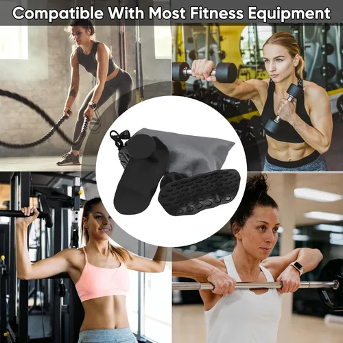 Miniatura 5 de 4 empuñaduras ergonómicas de goma para levantamiento de pesas, guantes de entrenamiento para hombres y mujeres, almohadillas de agarre de mano