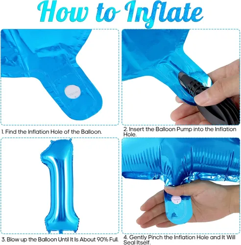 Miniatura 7 de Globos azules con número 1 de 40 pulgadas, globos grandes de helio de lámina con número, globos gigantes de Mylar número 1 para suministros