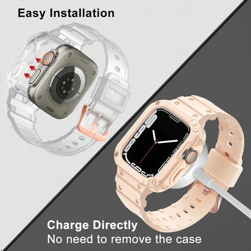 Miniatura 5 de Correa con funda compatible con Apple Watch de 1.614 pulgadas, 1.575 pulgadas, 1.496 pulgadas, iWatch Series 8 7 SE 6 5 4 3 2 1, correa deportiva
