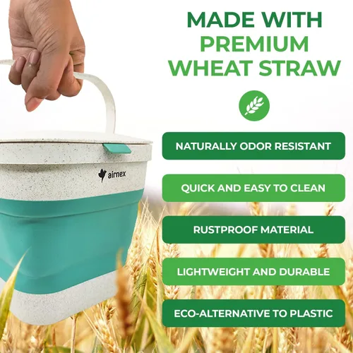 Miniatura 5 de AIRNEX Contenedor de Compost Pequeño Plegable con Tapa - Cubo de Compost de 1 Galón Caddy para Residuos de Alimentos Hecho de Paja de Trigo - Verde