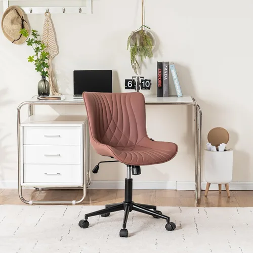 Miniatura 8 de YOUNIKE Silla de oficina, silla de escritorio sin brazos con ruedas, sillas giratorias ajustables para tareas de computadora de oficina en casa