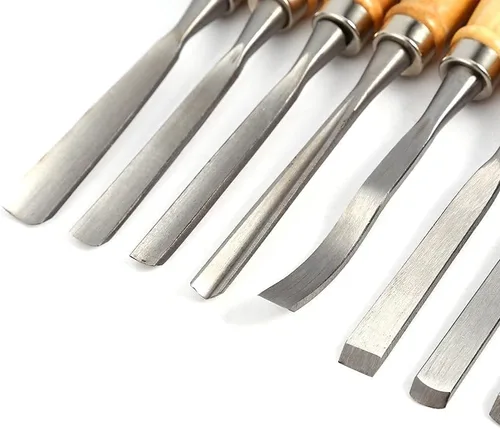 Miniatura 6 de Juego de herramientas de cincel de madera, 12 piezas de cinceles de carpintería, herramientas de tallado de madera, herramientas de torno