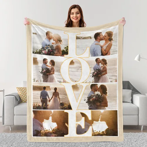 Miniatura 13 de Mantas personalizadas con fotos, regalos personalizados para parejas para esposa, marido, novia, novio, manta con imagen personalizada "I Love You