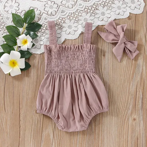 Miniatura 51 de Mameluco para bebés y niñas de 3, 6, 9, 12, 18 meses, enterizo de manga corta, fruncido, faldas y dobladillo, diadema