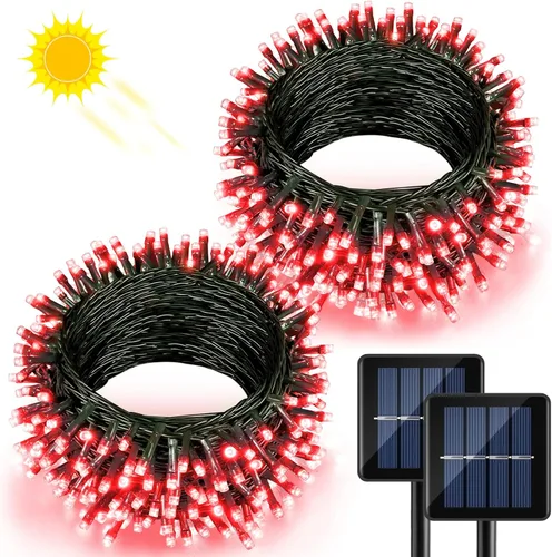 Miniatura 19 de 2 Pack de luces solares de Navidad para exteriores, tira de luces solares de 80 pies con 240 LED para exteriores, impermeables, 8 modos de luz