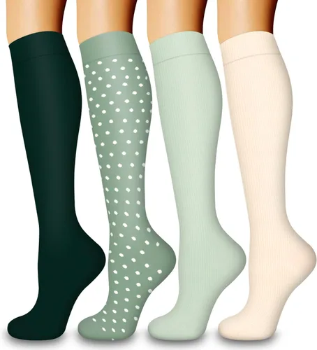 Laite Hebe 4 pares de calcetines de compresión para mujeres y hombres, el mejor apoyo para enfermeras, correr, atletismo