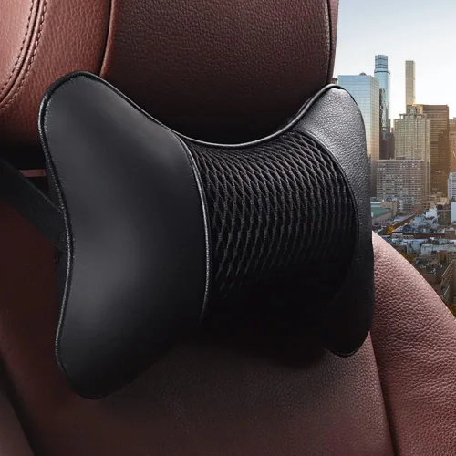 Miniatura 6 de Almohadas para el cuello del automóvil de piel sintética para ambos lados, paquete de 2 almohadas para reposacabezas de automóvil para la mayoría