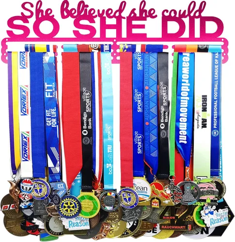 Miniatura 24 de Ella Creyó Que Podía ASI LO HIZO Soporte de Medallas de Carreras Colgador de Pared, Exhibición de Medallas de Maratón y Corredor, Exhibición