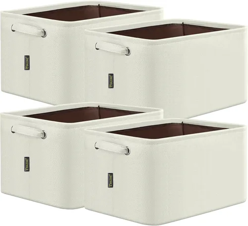 Miniatura 48 de BALEINE 1 paquete de contenedores de almacenamiento de tela para estantes, cestas de almacenamiento de lino para organizar, contenedores decorativos