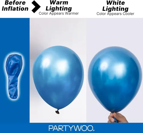 Miniatura 3 de PartyWoo Globos de color azul metálico, 100 unidades de diferentes tamaños de 18, 12, 10, 5 pulgadas, globos de látex azul cromado para graduación