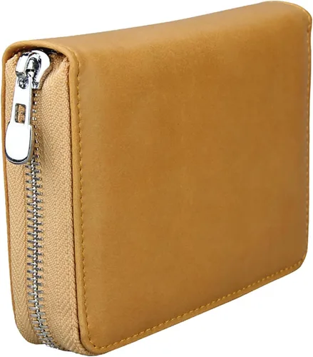 Miniatura 14 de boshiho Cartera con bloqueo RFID de 24 ranuras para tarjetas de crédito, de piel auténtica, organizador de múltiples tarjetas, con cremallera