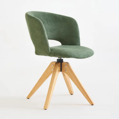 Miniatura 11 de GrandNoor Silla giratoria moderna de mediados de siglo con patas de madera maciza, silla de escritorio de oficina en casa, sin ruedas, silla