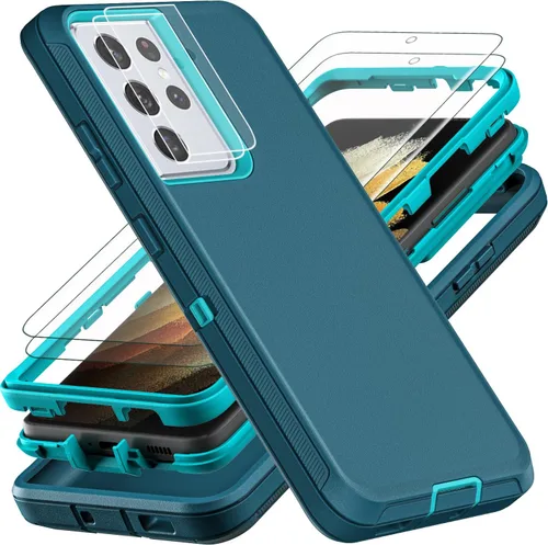 Miniatura 9 de YKHJKLEC Funda para Samsung Galaxy S21 Ultra, con 2 piezas [protector de pantalla de TPU flexible autorreparable y protector de lente de cámara]