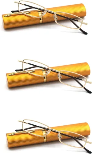 Miniatura 9 de Gafas de lectura de tubo ligero y compacto ultra delgado con estuche de aluminio de clip portátil