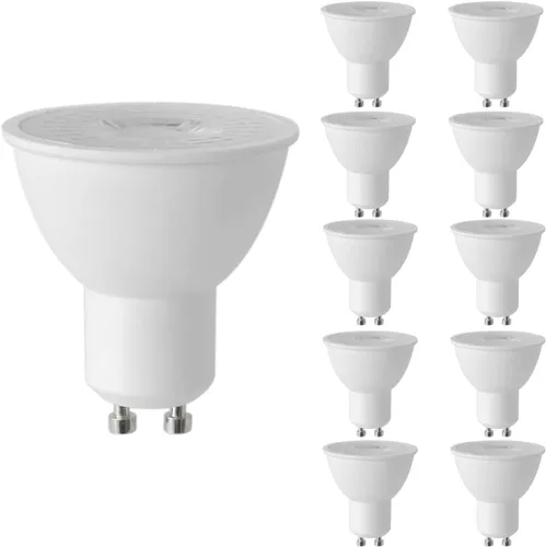 Paquete de 10 focos LED GU10 de luz diurna, 5000 K regulables, iluminación empotrada equivalente a 5.5 W 50 W, 500 lúmenes, ángulo de haz de 38°