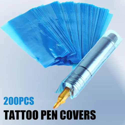 Miniatura 3 de 200 bolsas para bolígrafos de tatuaje, fundas para bolígrafos para máquina de tatuaje, fundas para bolígrafos de tatuaje, cinta azul Azul+200 piezas