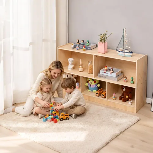 Miniatura 2 de Gabinete de almacenamiento de madera, estante Montessori de 5 secciones, Estantería para habitaciones