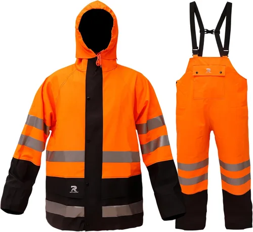 RainRider Trajes de lluvia impermeables para hombres y mujeres, chaqueta reflectante de alta visibilidad, pantalones con peto, 3 piezas, ropa