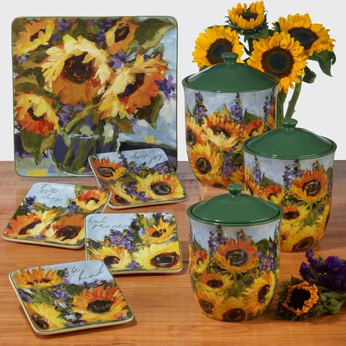 Miniatura 7 de Certified International Juego de vajilla de 16 piezas con ramo de girasol, servicio para 4