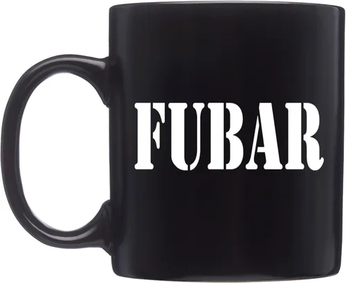 Rogue River Tactical Divertida taza de café negra militar FUBAR Taza de novedad negra Gran idea de regalo para veteranos militares