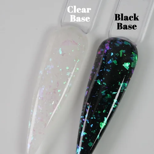 Miniatura 6 de Polvo de inmersión de uñas transparente que brilla en la oscuridad mezclado con polvo de capa superior de escamas de ópalo camaleón que cambia